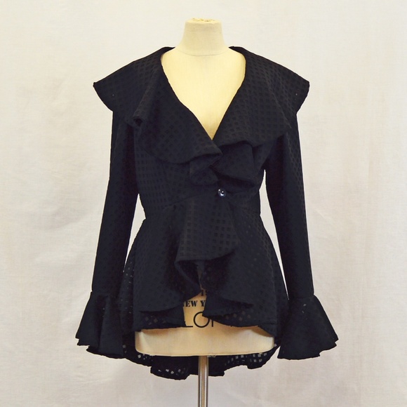 Black Peplum Coat - Picture 1 of 5